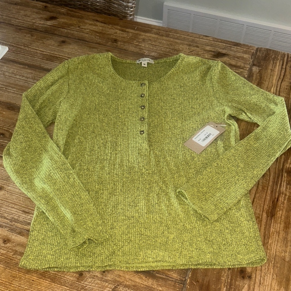 Albion Olive Button Down Knit Top